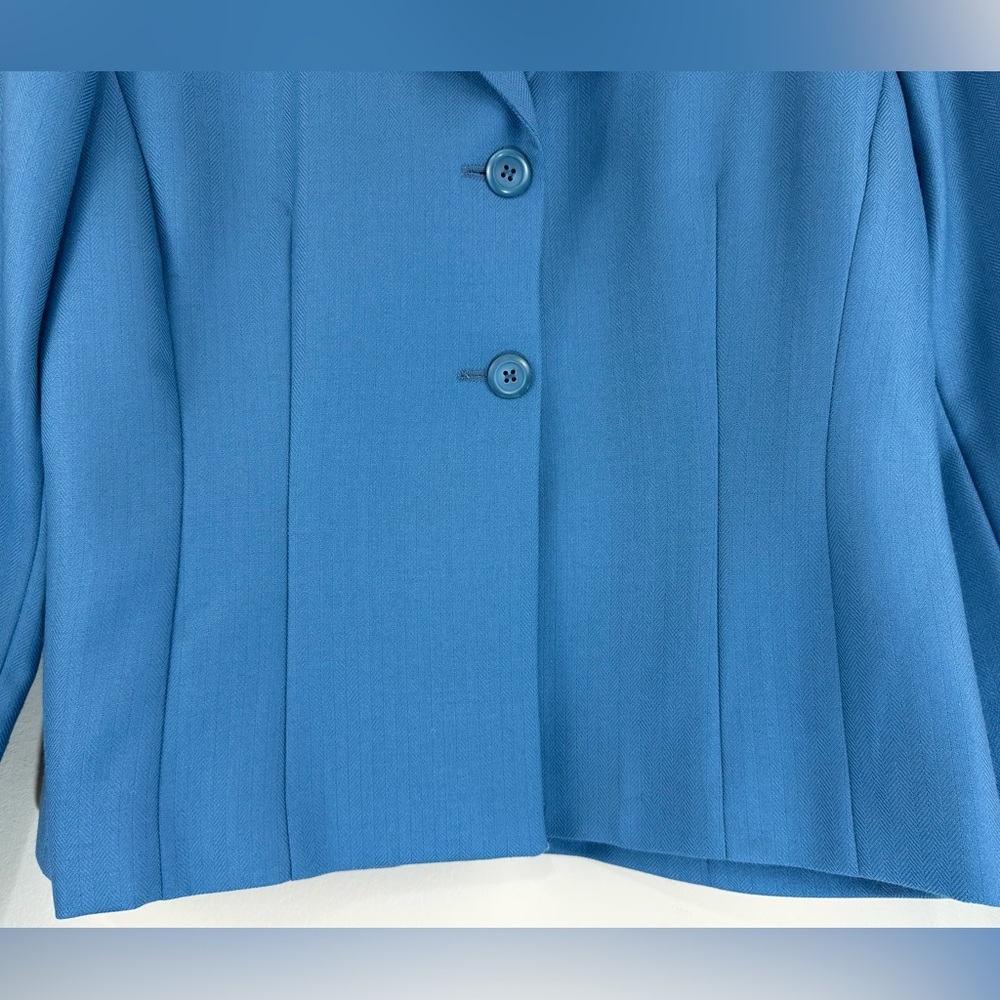 Pendleton 100% Wool Herringbone Skirt Suit Set Blazer & Skirt Blue NWT Size 6P - Picture 5 of 11